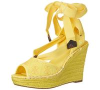GUESS Women's Halona Wedge Sandal, Yellow, 6 UK