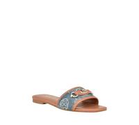 GUESS Women's Hammi Flat Sandal, Blue Denim 420, 3.5 UK