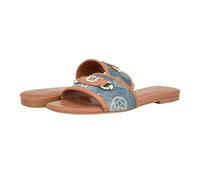 GUESS Women's Hammi Flat Sandal, Blue Denim 420, 6.5 UK