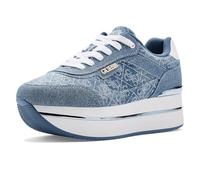 Guess Womens Hansin, White/Medium Blue Denim Logo 420, 5 UK