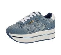 Guess Womens Hansin, White/Medium Blue Denim Logo 420, 6