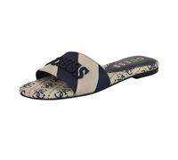 GUESS Women's Harini Flat Sandal, Dark Blue/White Stripe Multi 400, 4 UK