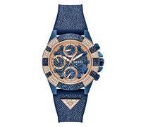 GUESS Women's Iconic 40th GW0813L1 Blue Analogue Watch with Round Dial, Blue Silicone Strap, 39mm Case, 10m Water Resistant