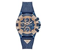 GUESS Women's Iconic 40th GW0813L1 Blue Analogue Watch with Round Dial, Blue Silicone Strap, 39mm Case, 10m Water Resistant