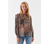 GUESS Womens Jaguar Cat Print Long Sleeve Brigida Top