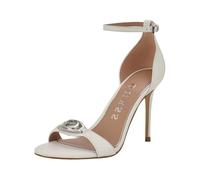 GUESS Women's Kabrina Heeled Sandal, White Leather 140, 4 UK