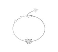 Guess Womens Large L.O.V.E. 12mm Heart Pave Bracelet UBB05461RHL - Steel / Crystal / Rhodium Plated