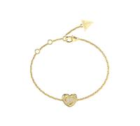 Guess Womens Large L.O.V.E. 12mm Heart Pave Bracelet UBB05461YGL - Steel / Crystal