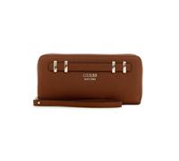 GUESS Women's Leather Wallet, Brown, Zip Closure, Classic Design EST. 1981