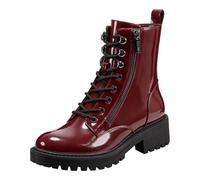 GUESS Women's Locate Combat Boot, Dark Red 600, 7