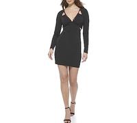 GUESS Women's Long Sleeve Ity Cut Out Sheath Dress, Black, 8