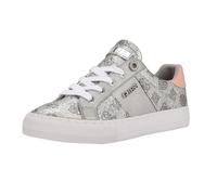 GUESS Women's Loven Sneaker, Silver/Pink Glitter Logo 099, 4 UK