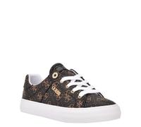 GUESS Women's Loven Sneaker, Brown Multi Fabric, 8 UK