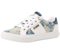 GUESS Women's Loven Sneaker, White/Blue 171, 7 UK