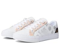 GUESS Women's LOVEN Sneaker, White/Pink, 5