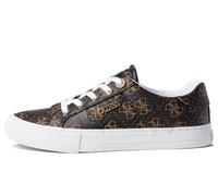 GUESS Women's Loven3 Sneaker, Brown Multi Fabric, 3 UK