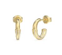 Guess Womens Majorelle 14mm Link Pave J Hoops UBE05368YG - Steel / Crystal