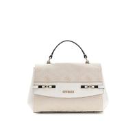 GUESS womens Melinda Logo Top Handle Flap, Off White Logo, One size