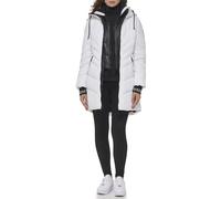 Guess Women's Midweight Puffer Jacket Down Alternative Coat, Water Resistant White, XL