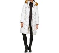 GUESS Women's Midweight Puffer Jacket, Faux Fur Hooded Mik, M