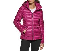 GUESS Women's Midweight Puffer Jacket Transitional, Quilted Magenta 2, XL