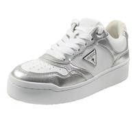 GUESS Women's Miram Sneaker, White/Silver Multi 142, 5.5 UK