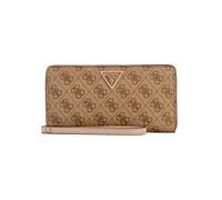 GUESS Women's Monogram Laurel Logo Wallet, Latte Logo, One Size, Western, Casual, Zipper Closure, Contrasting Details, Removable Pull Handle