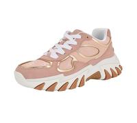 GUESS Women's Norina Sneaker, Orange/Gold Logo 800, 9