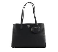 GUESS Women's Power Play Tech Charm Tote Handbag Shopper (Black, One Size)