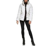GUESS Women's Puffer Faux Fur Collar Quilted Coat Transitional Jacket