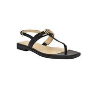 GUESS Women's Reality Flat Sandal, Black Leather 001, 8