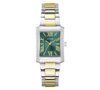 Guess Women's Rectangular Green Dial Two Tone Stainless Steel Bracelet Watch