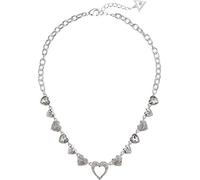 GUESS Women's Repeating Hearts Link Necklace with Crystal Pave