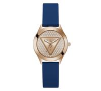 Guess Women's Rose Gold Tone Stone Set Blue Silicone Strap Watch