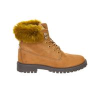 Guess Womens round toe velvet effect flat ankle boots FLTMR4SUE10 - Brown - Size EU 35