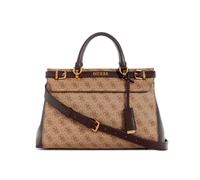 GUESS Womens Sestri Logo Luxury Satchel, Latte Logo/Brown, One size