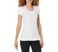 GUESS Women's Short Sleeve Crew Neck 4G Allover Tee Shirt Pure White