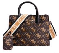 Guess Women's Shoulder Bag Rea High Society Satchel Brown 4G Logo New