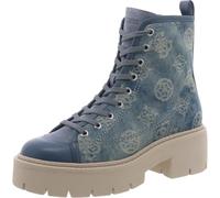 GUESS Women's Shutter Combat Boot, Blue Denim Logo, 7 UK