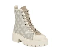 GUESS Women's Shutter Combat Boot, Ivory Logo Multi, 6 UK