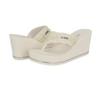 GUESS Women's Silus Wedge Sandal, White 140, 6.5 UK
