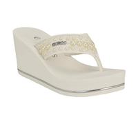 GUESS Women's Silus Wedge Sandal, White 140, 8 UK