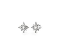 Guess Women's Silver Tone Stone Set Central Star 8mm Stud Earrings