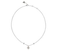 Guess Women's Silver Tone Stone Set Central Star Pendant Necklace