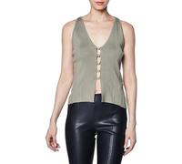 Guess Women's Sleeveless Alphabet Charm Meghen Sweater, Lichen Leaf Green, Small