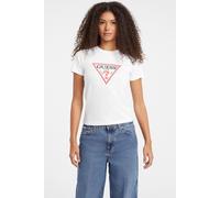 Guess Women's Slim iconic short sleeve T-Shirt white | Size: Medium Guess White M