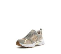 GUESS Women's Sports Shoes, Gold and Grey Metallic Design, White Sole with Rubber Detail