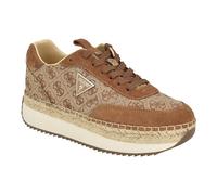 GUESS Women's Stefan Sneaker, Beige/Brown 210, 4 UK