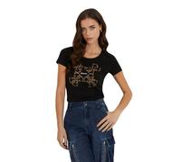 GUESS Women's T-Shirt Mini Triangle Tee Black E24GU10 W2YI45J1314, Black, L