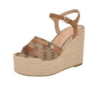 GUESS Women's Taani Wedge Sandal, Medium Brown Logo 210, 6 UK